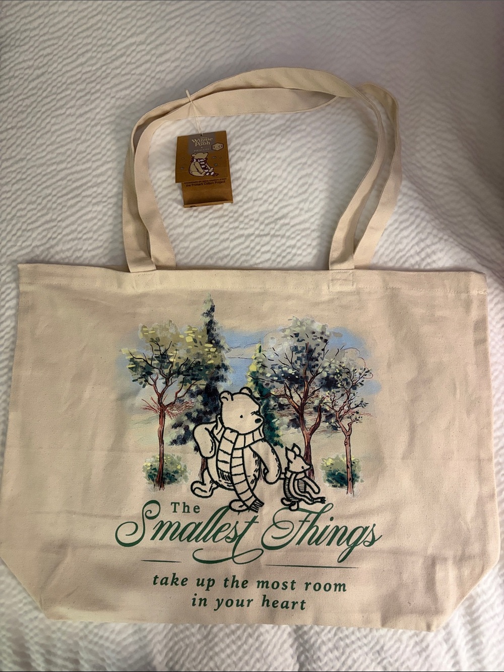 Disney Winnie The Pooh Smallest Things Cream Canvas Tote Bag